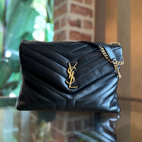SAINT LAURENT LouLou Medium Black Matelasse Leather Shoulder Bag - Picture 1 of 15